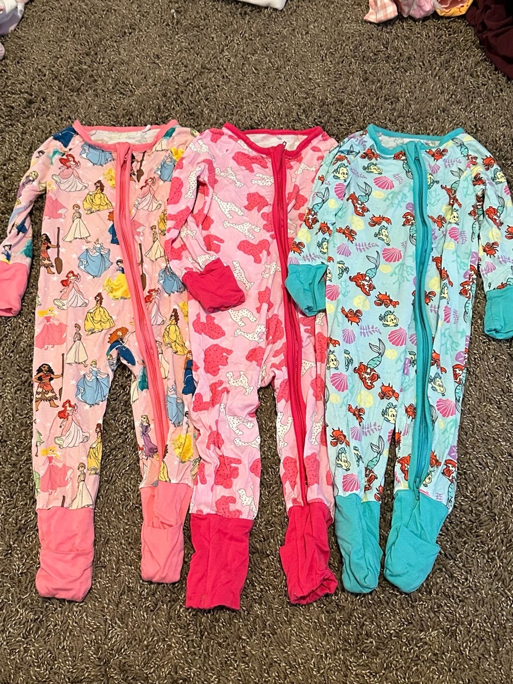 Bamboo Disney Pink Princess & Mermaid Footed Pajamas